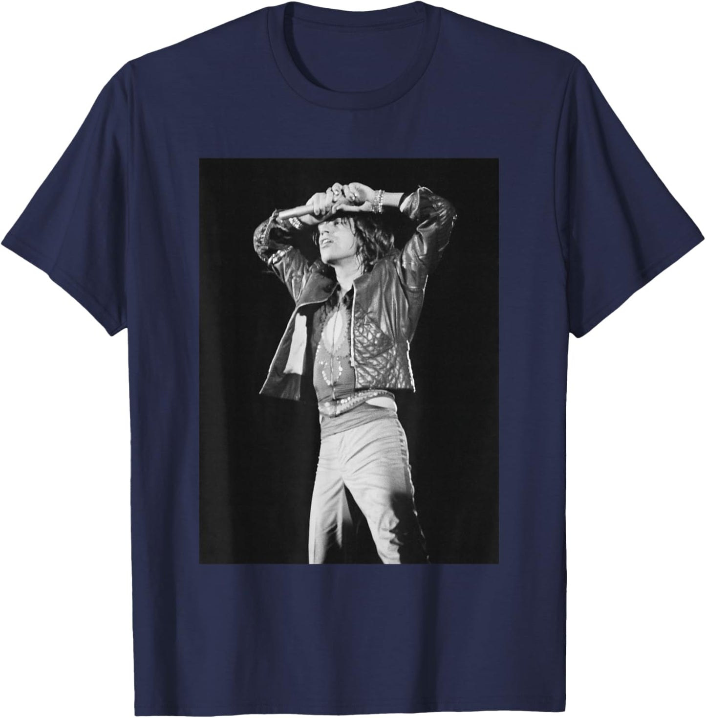 Rolling Stones Live at Knebworth Mick Jagger 1976 T-Shirt - T-Shirt | Navy