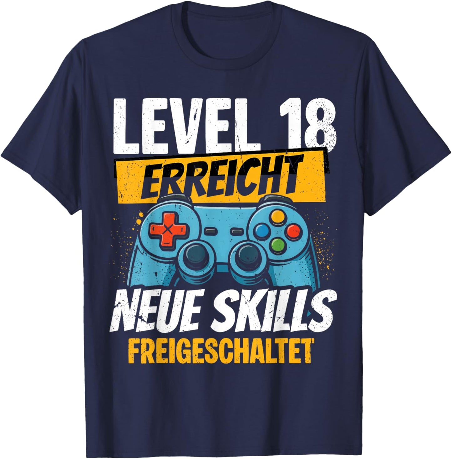 18. Geburtstag Jungen Video Gamer Level 18 Erreicht Mann T-Shirt - T-Shirt | Navy