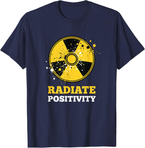 Radiate Positivity Funny Science Radiation Symbol Stem T-Shirt - T-Shirt | Navy