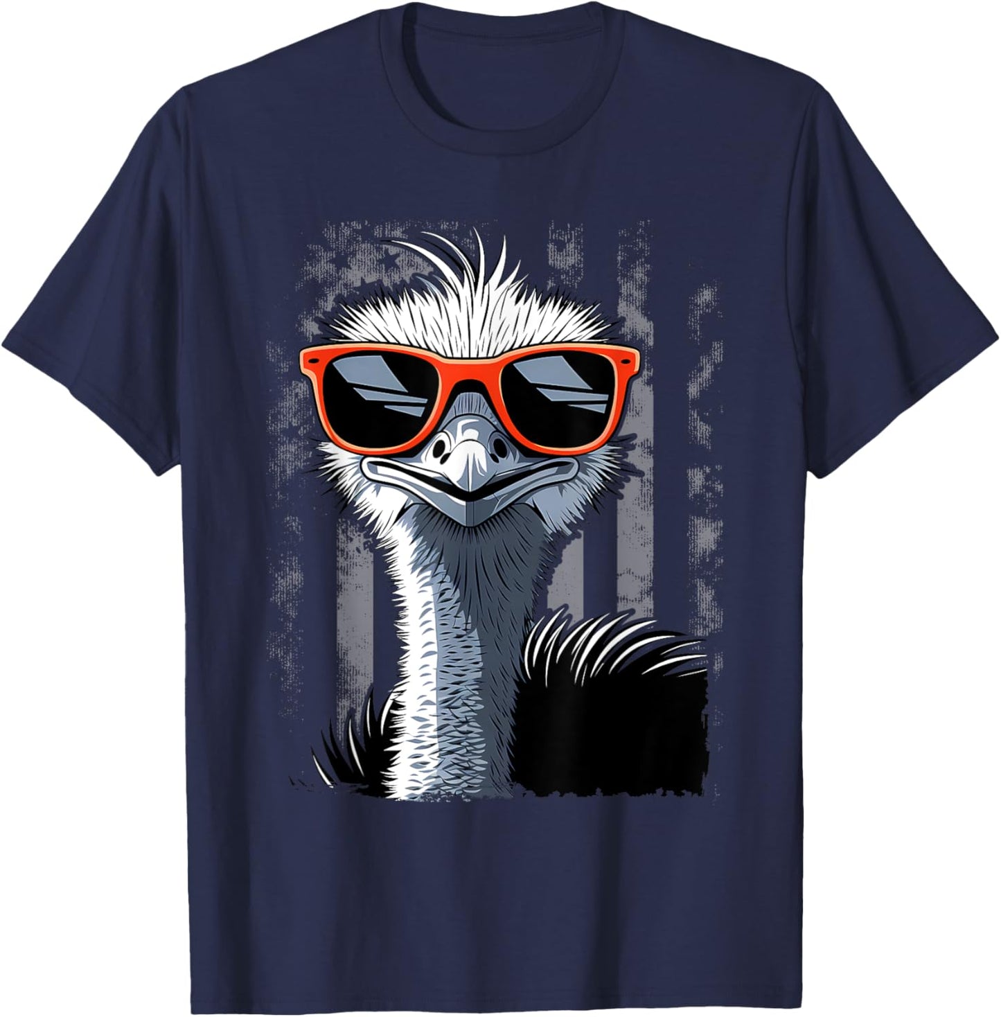 Cool Emu Bird Wearing Sunglasses Graphic Art T-Shirt - T-Shirt | Navy