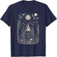 Mystical Cats & Vessel, Retro Folk Art, Nature T-Shirt - T-Shirt | Navy
