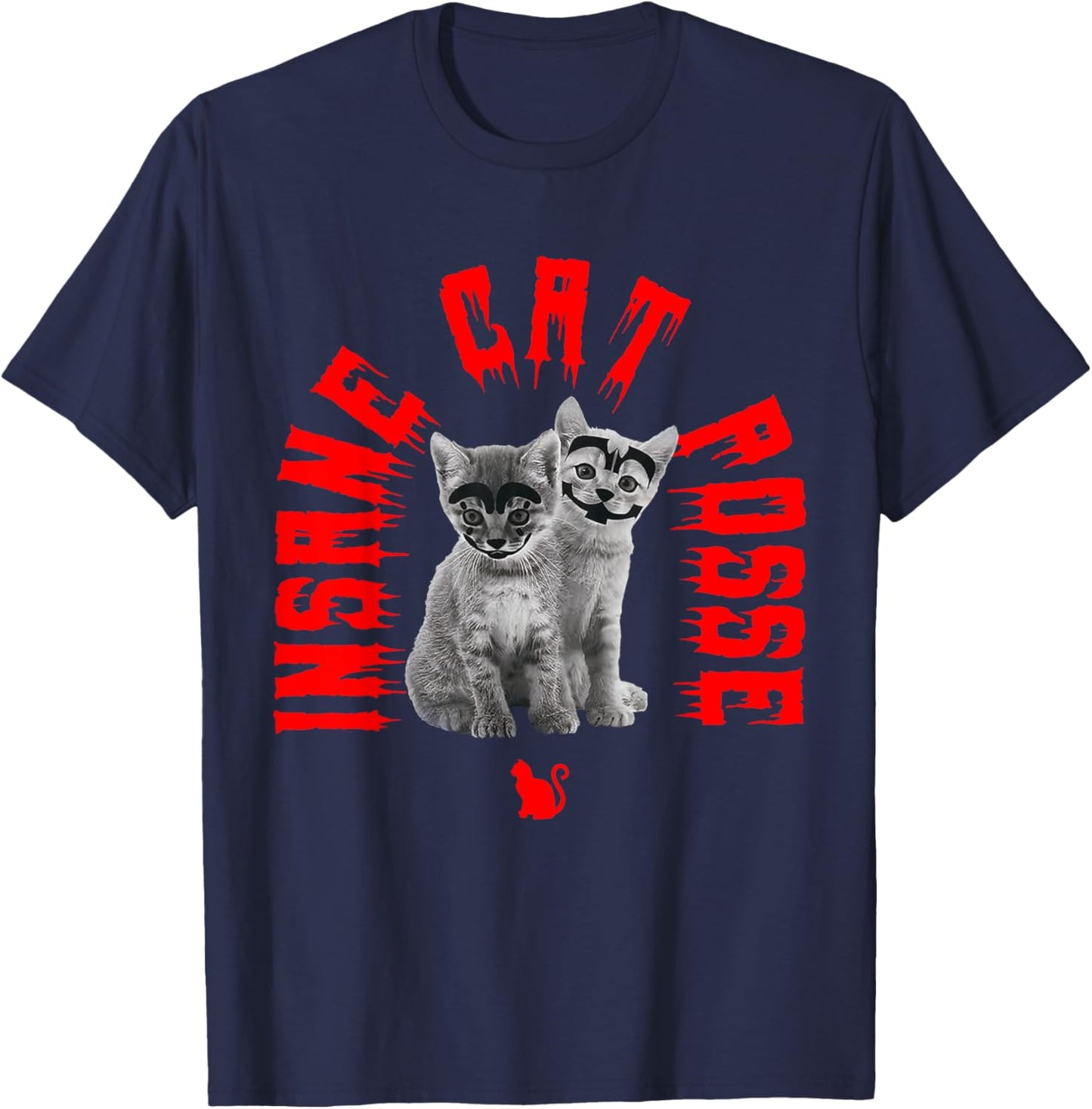 Insane Cat Posse Scary Cat Wear Horror Mask Spooky Women T-Shirt - T-Shirt | Navy