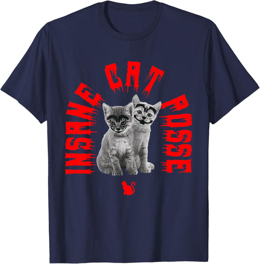 Insane Cat Posse Scary Cat Wear Horror Mask Spooky Women T-Shirt - T-Shirt | Navy