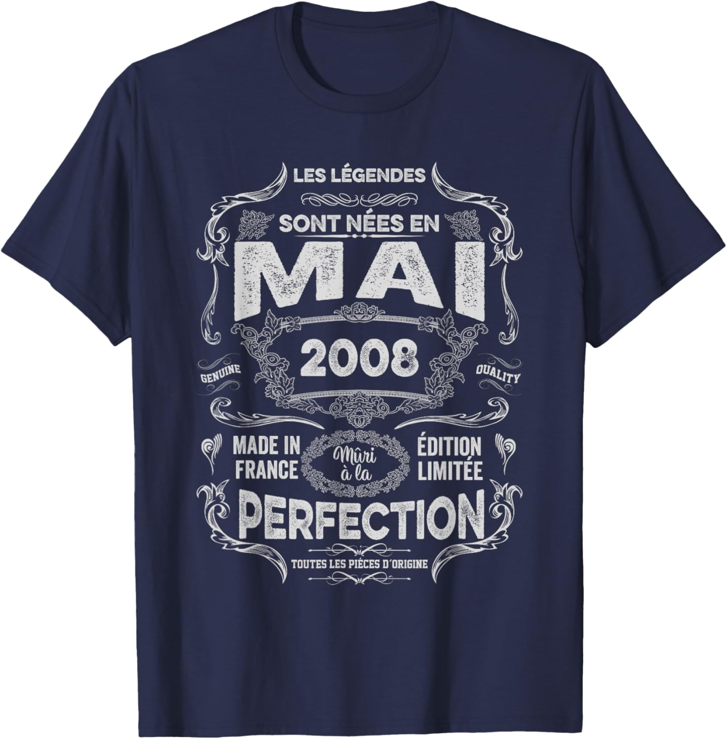 Vintage Les Légendes sont Nées en Mai 2008 18e Anniversaire T-Shirt - T-Shirt | Navy