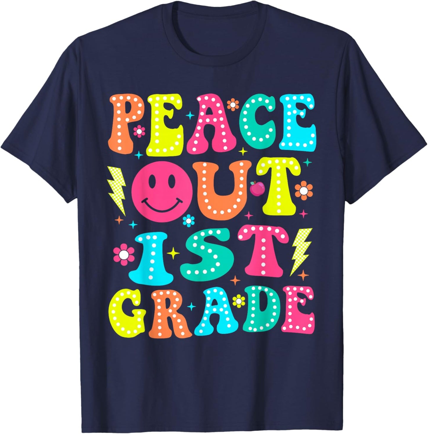 Peace Out 1st Grade Graduation Boys Girls Kids Class of 2026 T-Shirt - T-Shirt | Navy