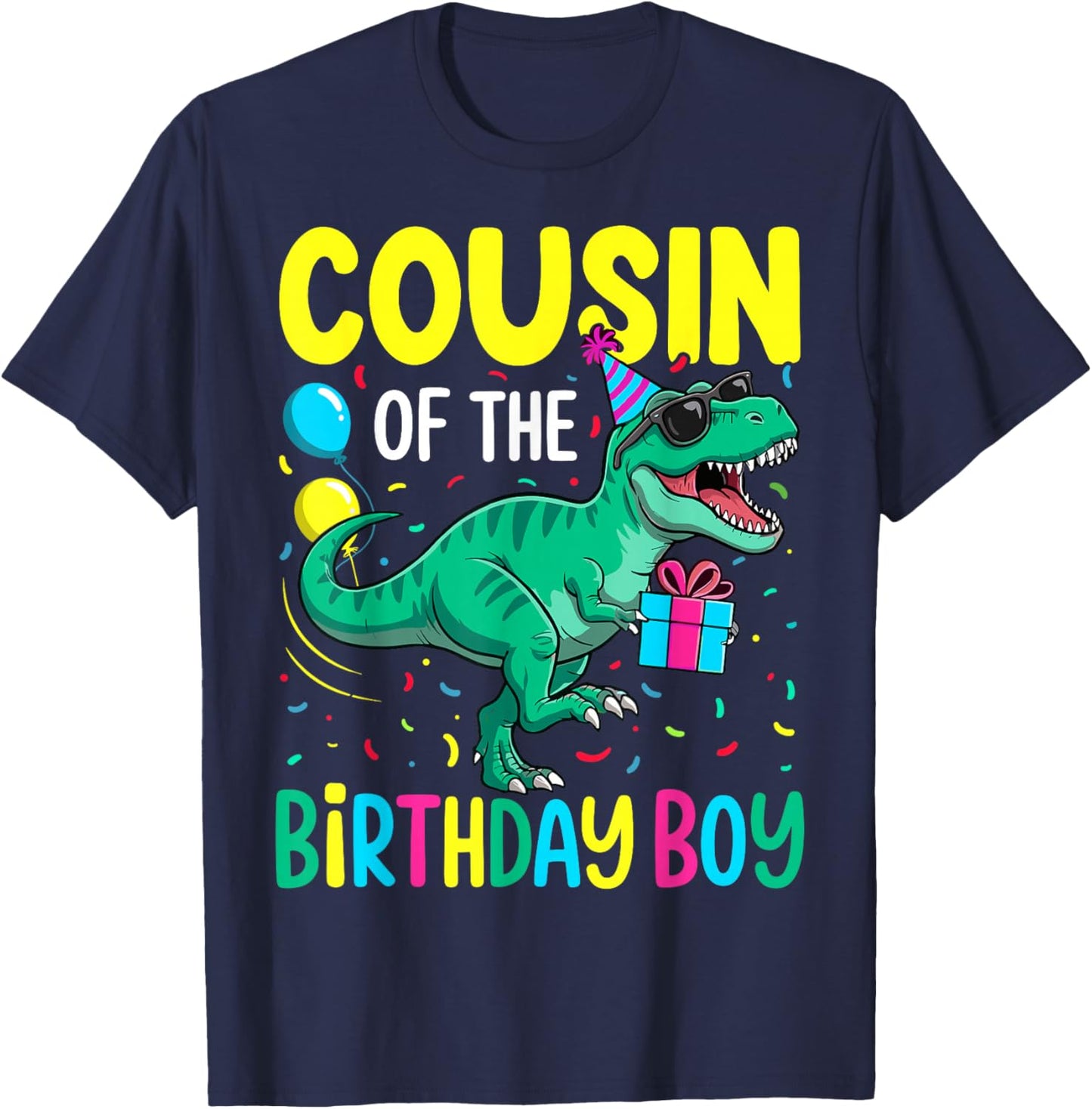 Cousin of The Birthday Party Outfit Dinosaur Squad Cousin T-Shirt - T-Shirt | Navy