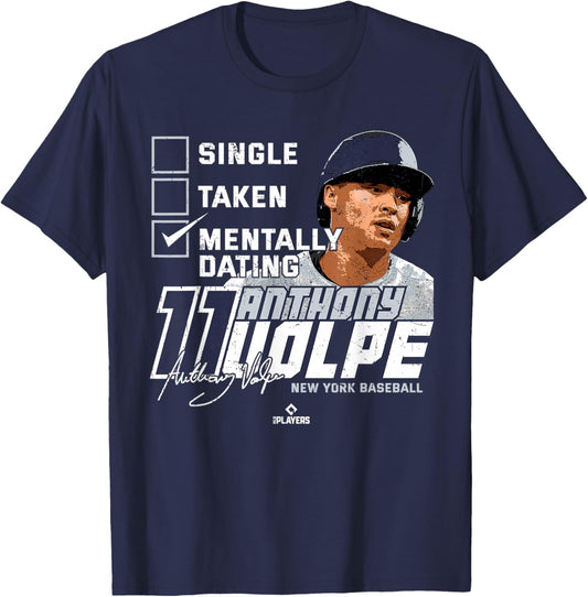 Mentally Dating Anthony Volpe New York MLBPA T-Shirt - T-Shirt | Navy
