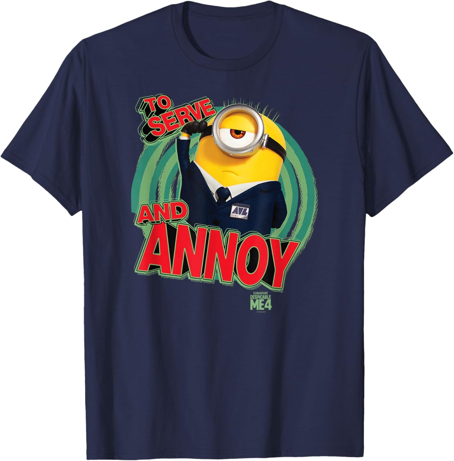 Minions Despicable Me 4 AVL To Serve and Annoy T-Shirt - T-Shirt | Navy