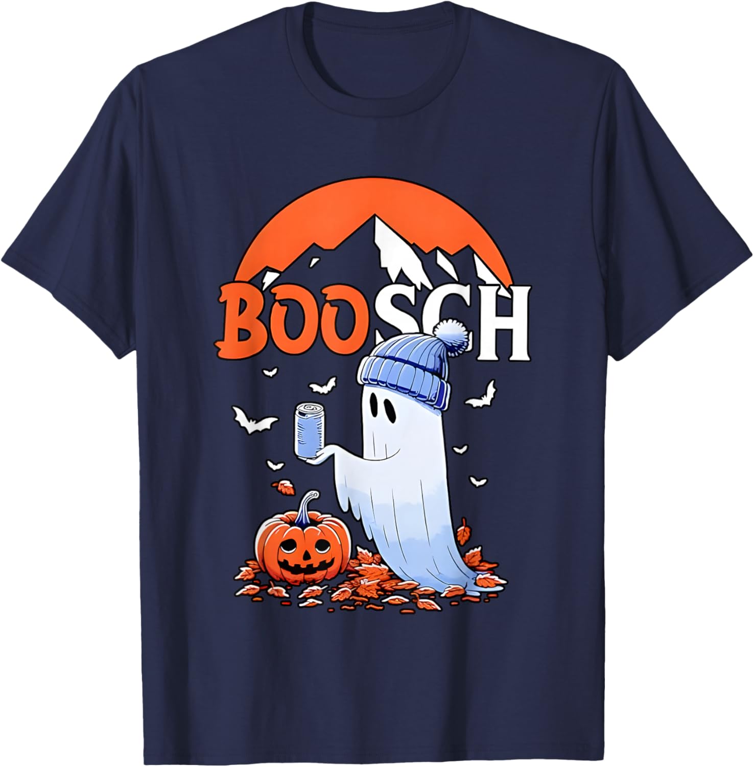 Ghost Boosch Beer Halloween T-Shirt - T-Shirt | Navy