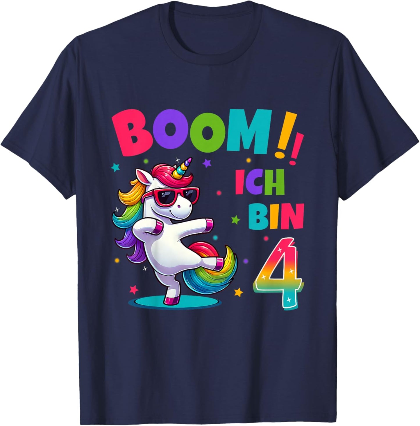 4 Geburtstag Junge Mädchen Party Outfit Einhorn Geschenke T-Shirt - T-Shirt | Navy