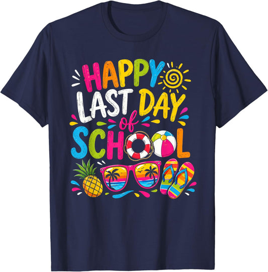 Last Day of School for Teacher Off Duty Tie and Dye T-Shirt - T-Shirt | Navy