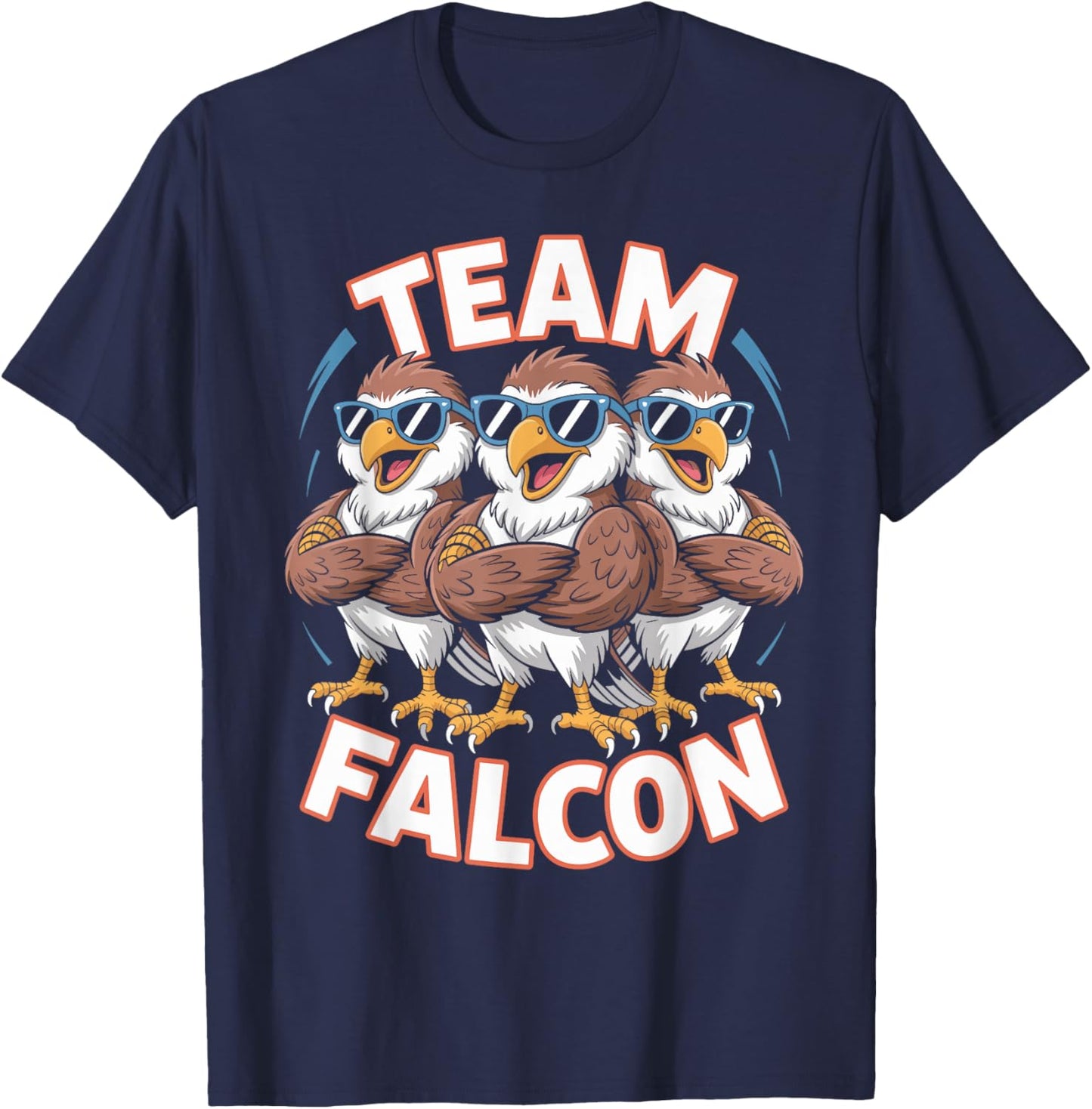 Team Falcon Funny Cartoon Bird of Prey Birthday Nature Party T-Shirt - T-Shirt | Navy