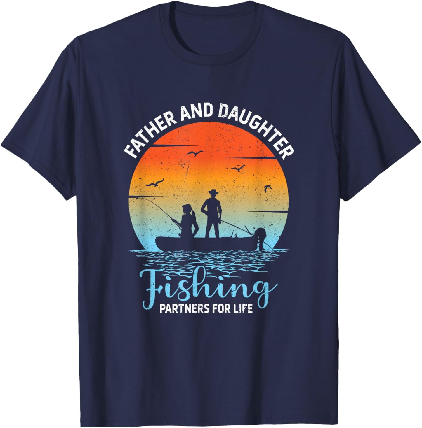 Father Daughter Fishing Partners Cute Dad Daughter Matching T-Shirt - T-Shirt | Navy