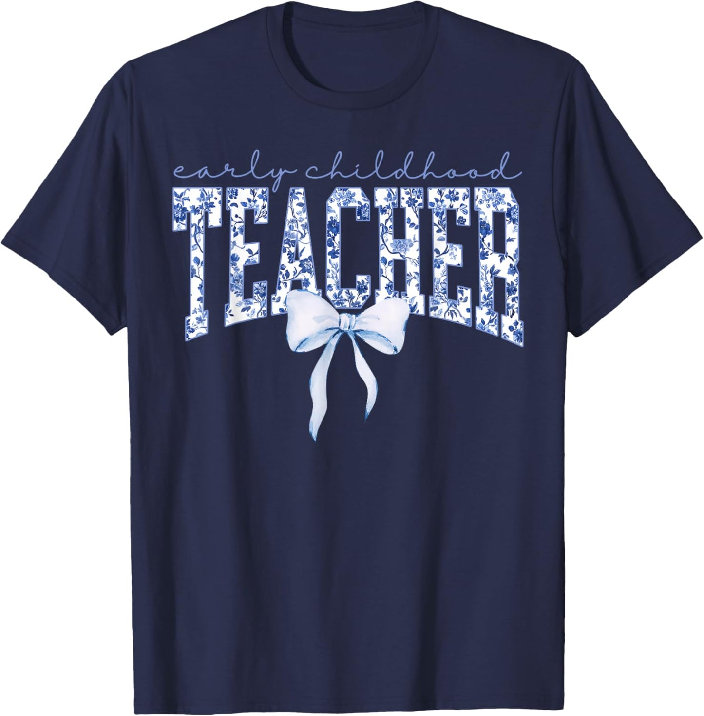 Retro Early Childhood Teacher Coquette Bow Special Education T-Shirt - T-Shirt | Navy