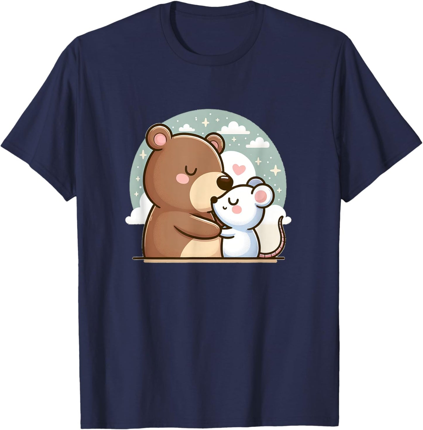 Cuddling Bear And Mouse In Love T-Shirt - T-Shirt | Navy