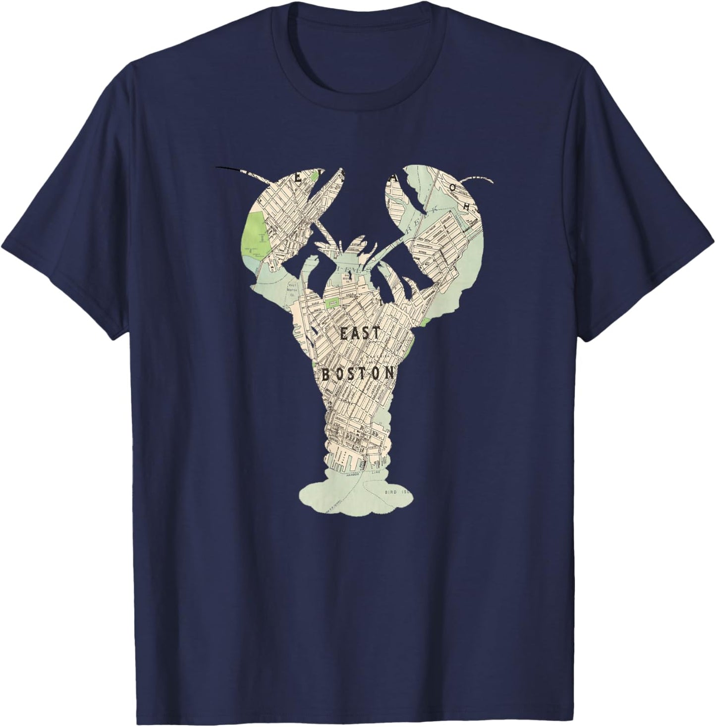 East Boston MA Lobster Map Silhouette T-Shirt - T-Shirt | Navy