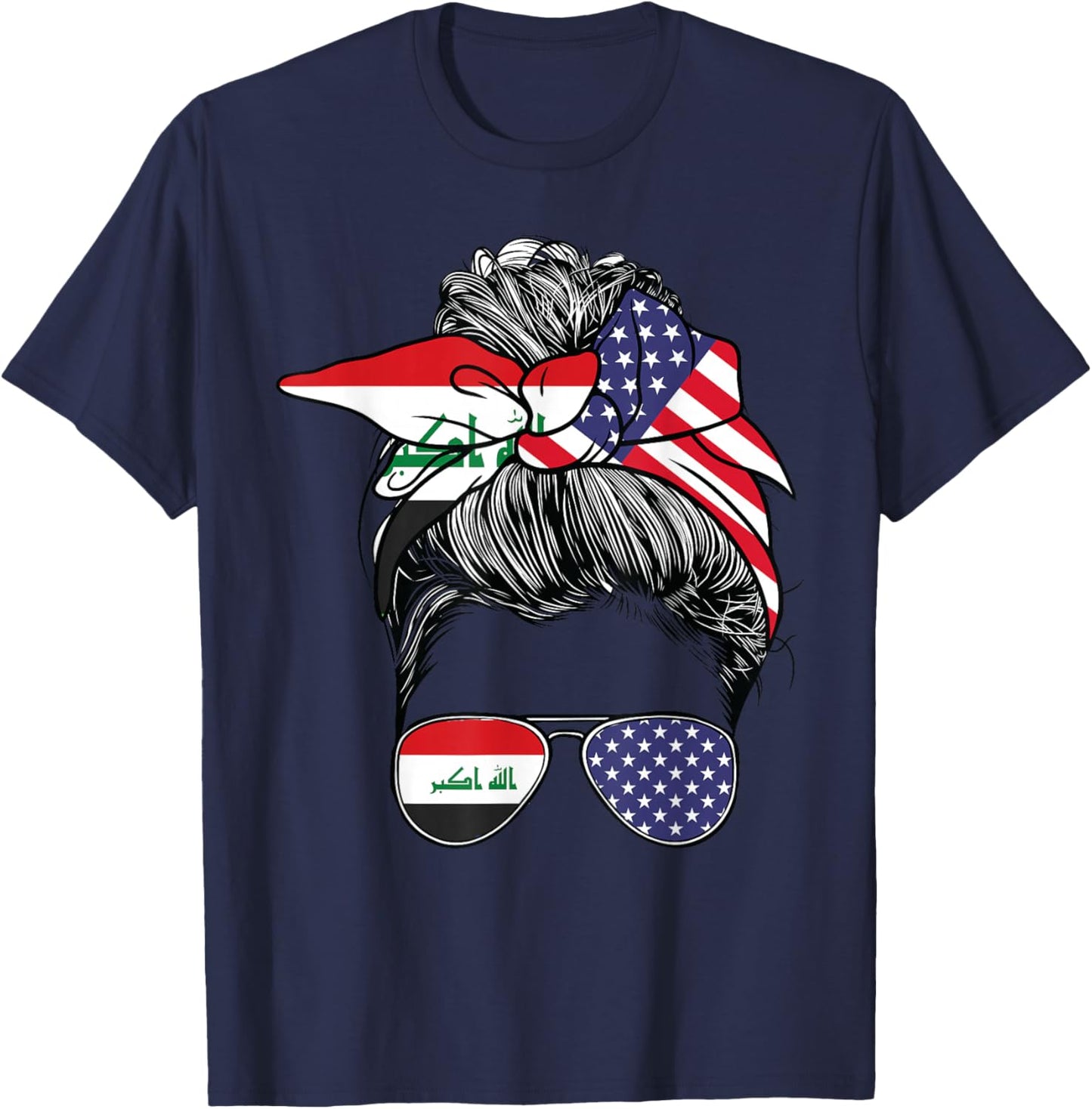 Iraqi Flag Iraq Women American USA Heritage Iraq T-Shirt - T-Shirt | Navy