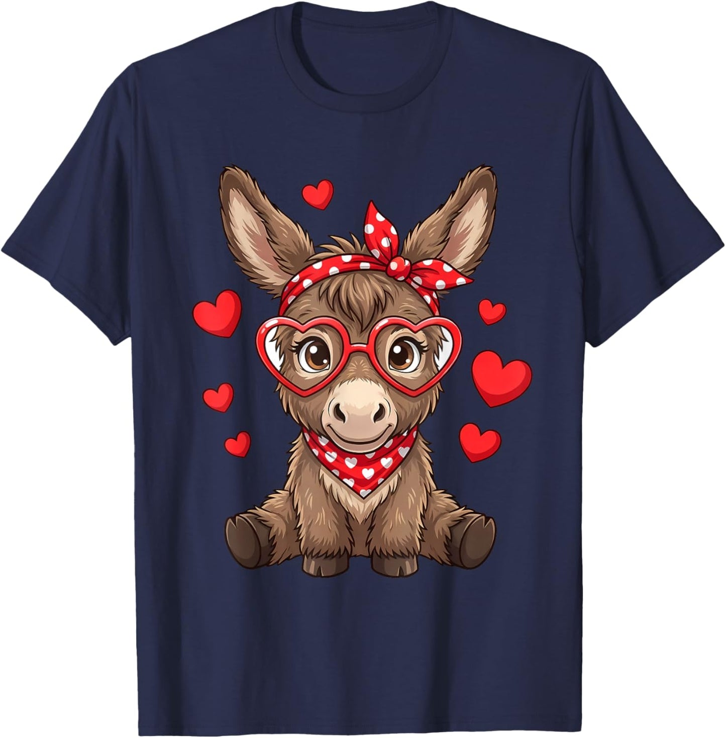Cute Little Hearts for Donkey Lovers and Couples T-Shirt - T-Shirt | Navy