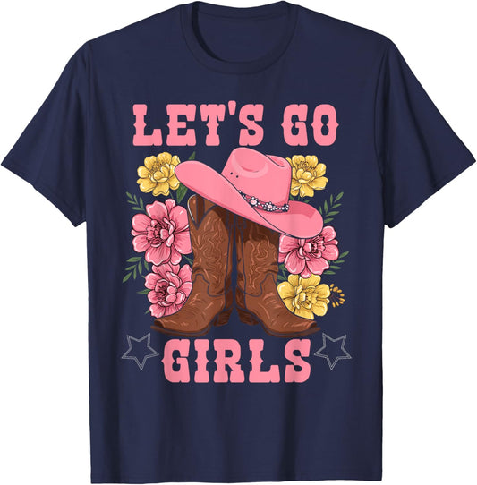 Let's Go Girls Retro Rodeo Western Love Country Cowgirl T-Shirt - T-Shirt | Navy