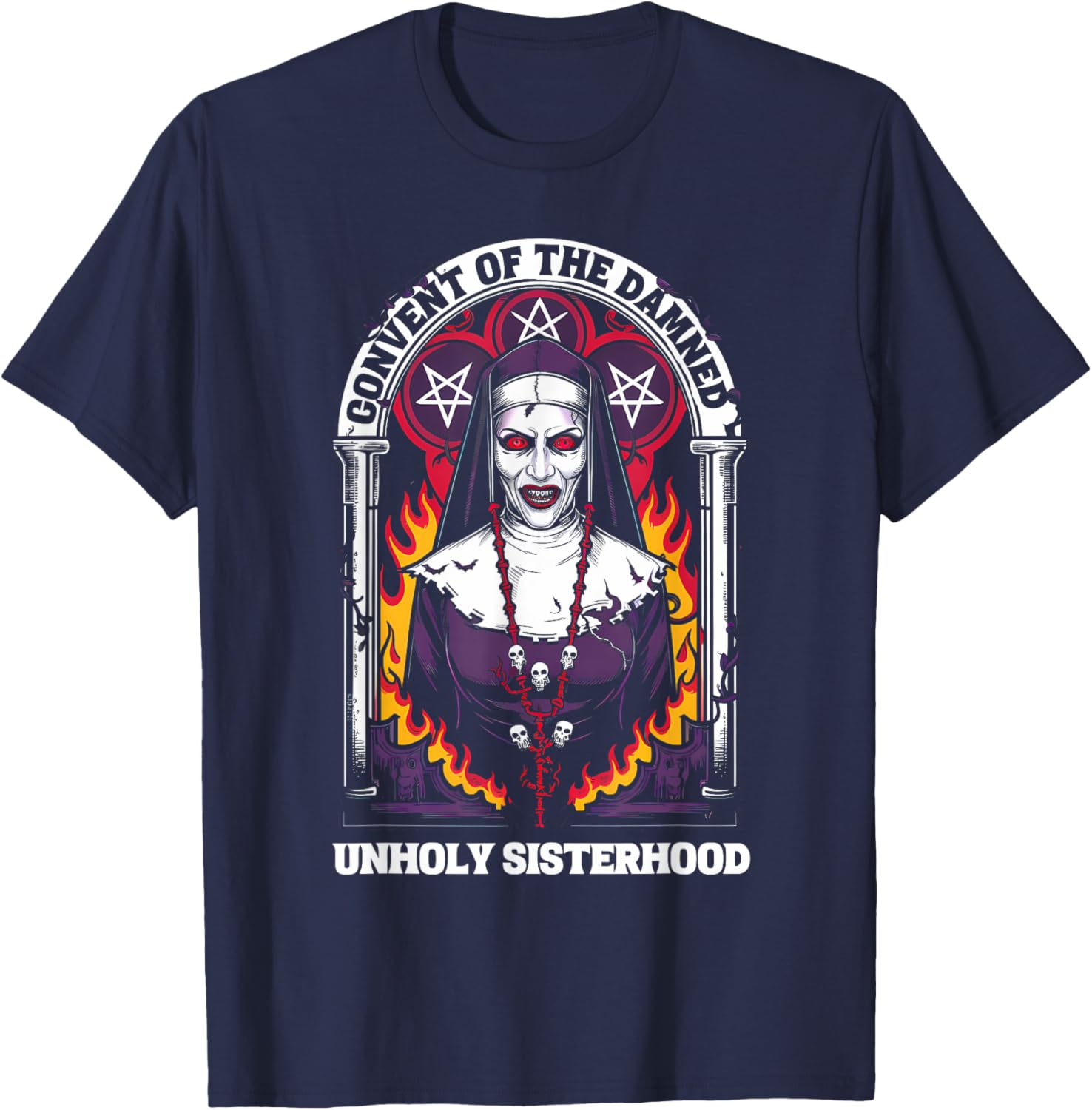 Gothic Antichrist Dark Art Church of Satan 666 Baphomet T-Shirt - T-Shirt | Navy