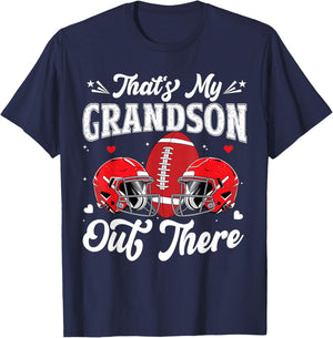 That's My Grandson Out There Football Grandma Grandpa Funny T-Shirt - T-Shirt | Navy