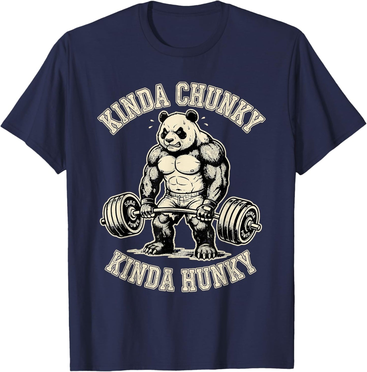 Kinda Hunky Kinda Chunky Funny Powerlifting Panda T-Shirt - T-Shirt | Navy