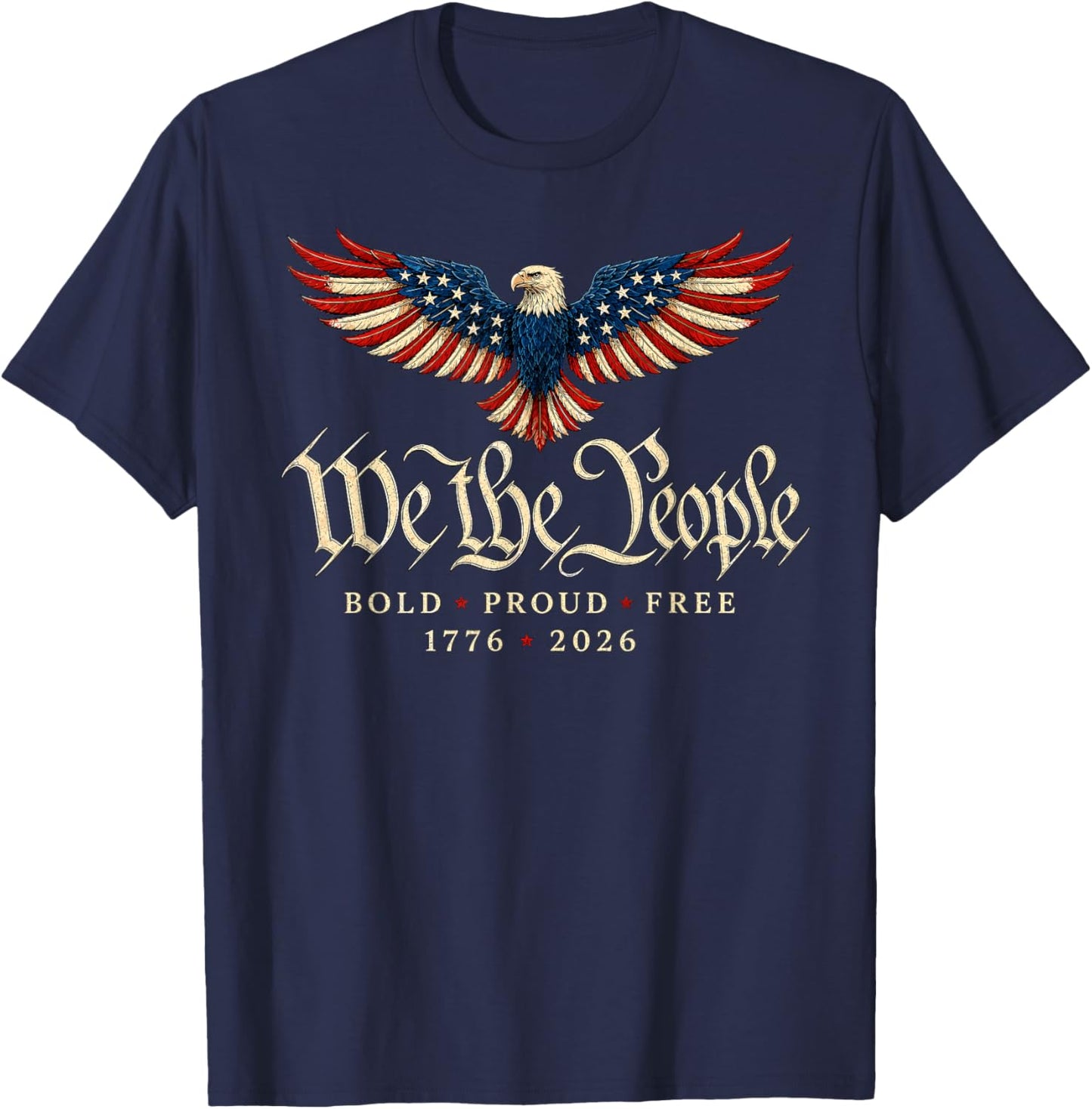 Patriotic Eagle 1776 2026 250th Anniversary T-Shirt - T-Shirt | Navy