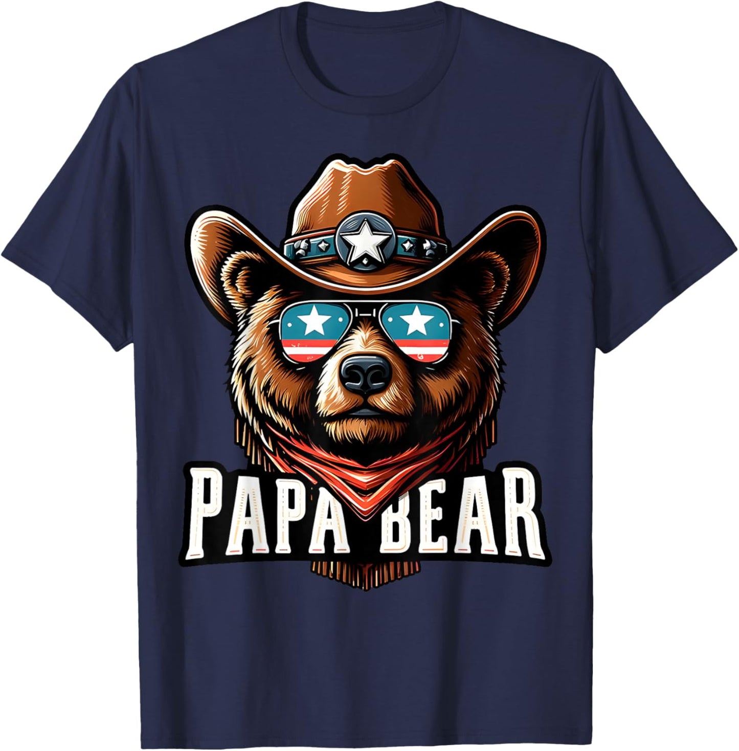 Papa Bear Shirt Fathers Day Gift Patriotic Proud Best Dad T-Shirt - T-Shirt | Navy