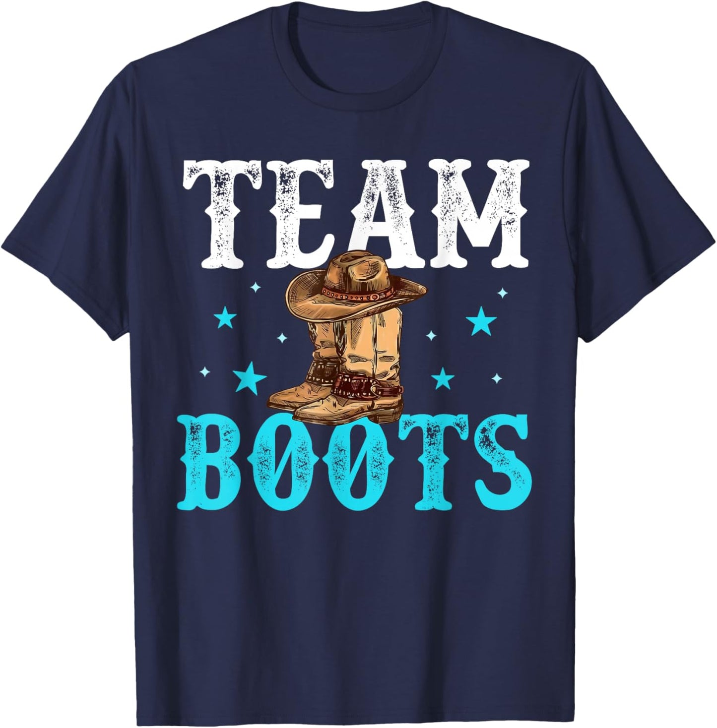 Boots Or Bows Team Boy Girl Western Gender Reveal Family T-Shirt - T-Shirt | Navy