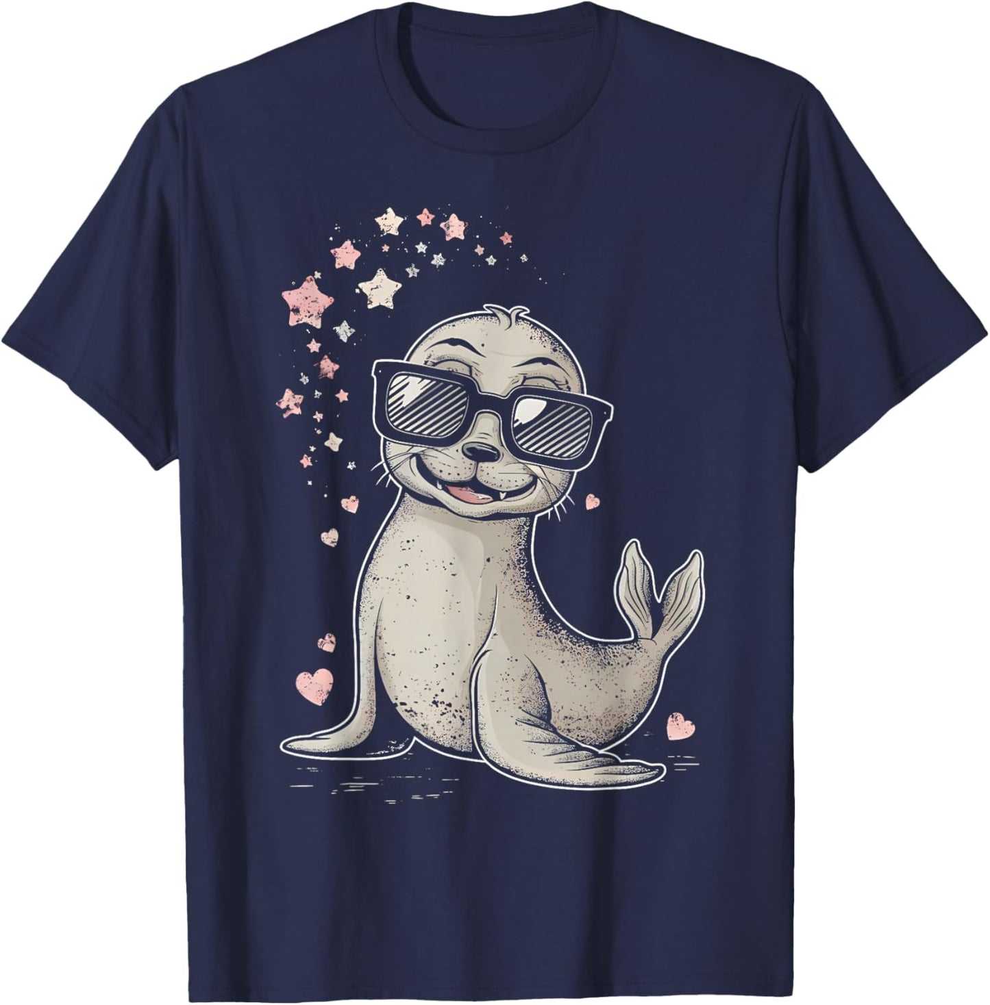 Seal Kawaii Cartoon Design Women Kids Gift Seal T-Shirt - T-Shirt | Navy