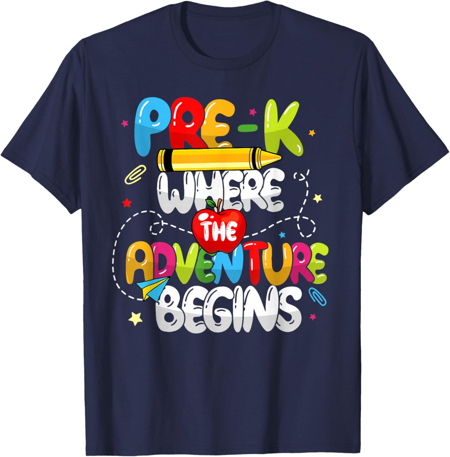 Pre-K Where The Adventure Begins Back To School Teacher Women Kids T-Shirt - T-Shirt | Navy