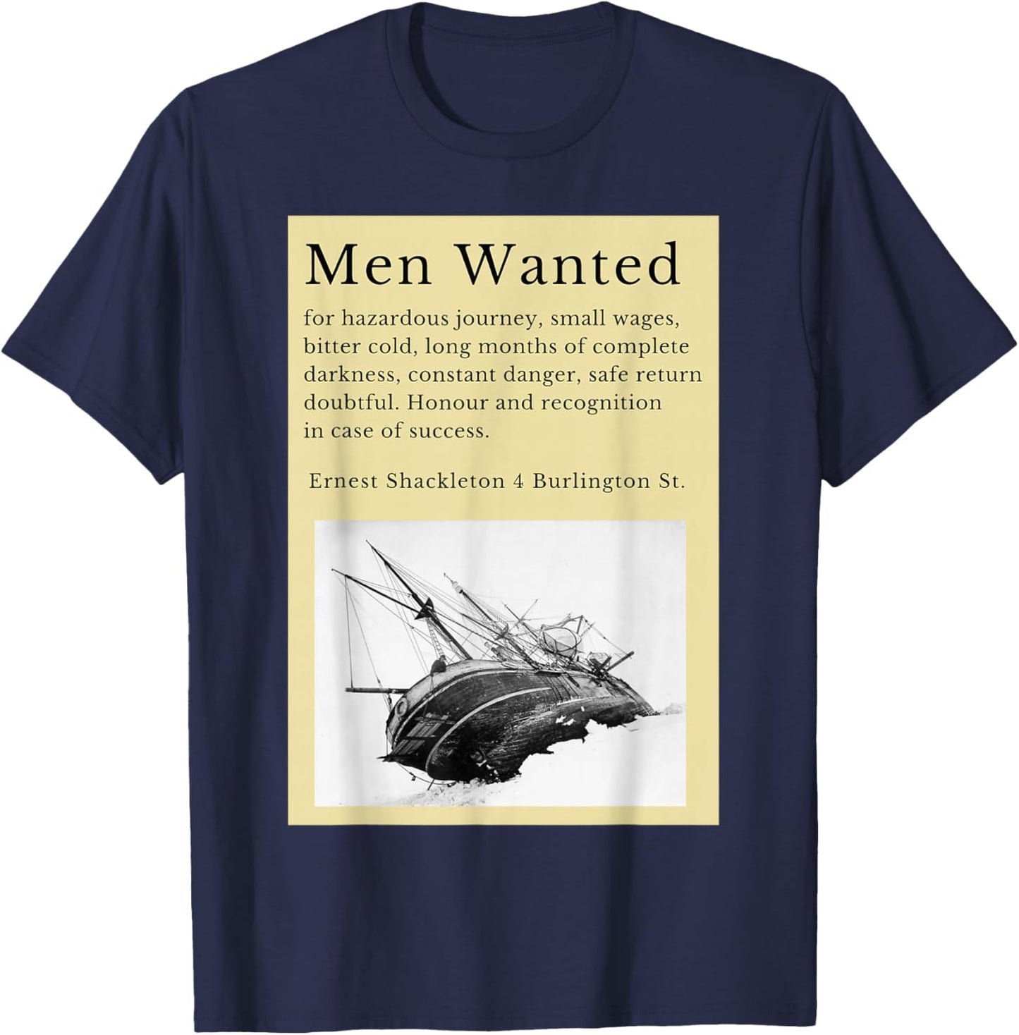 Ernest Shackleton expedition to Antarctica in the Endurance T-Shirt - T-Shirt | Navy