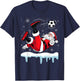 Christmas Santa Soccer Bicycle Kick Xmas Boys Men Ball Sport T-Shirt - T-Shirt | Navy
