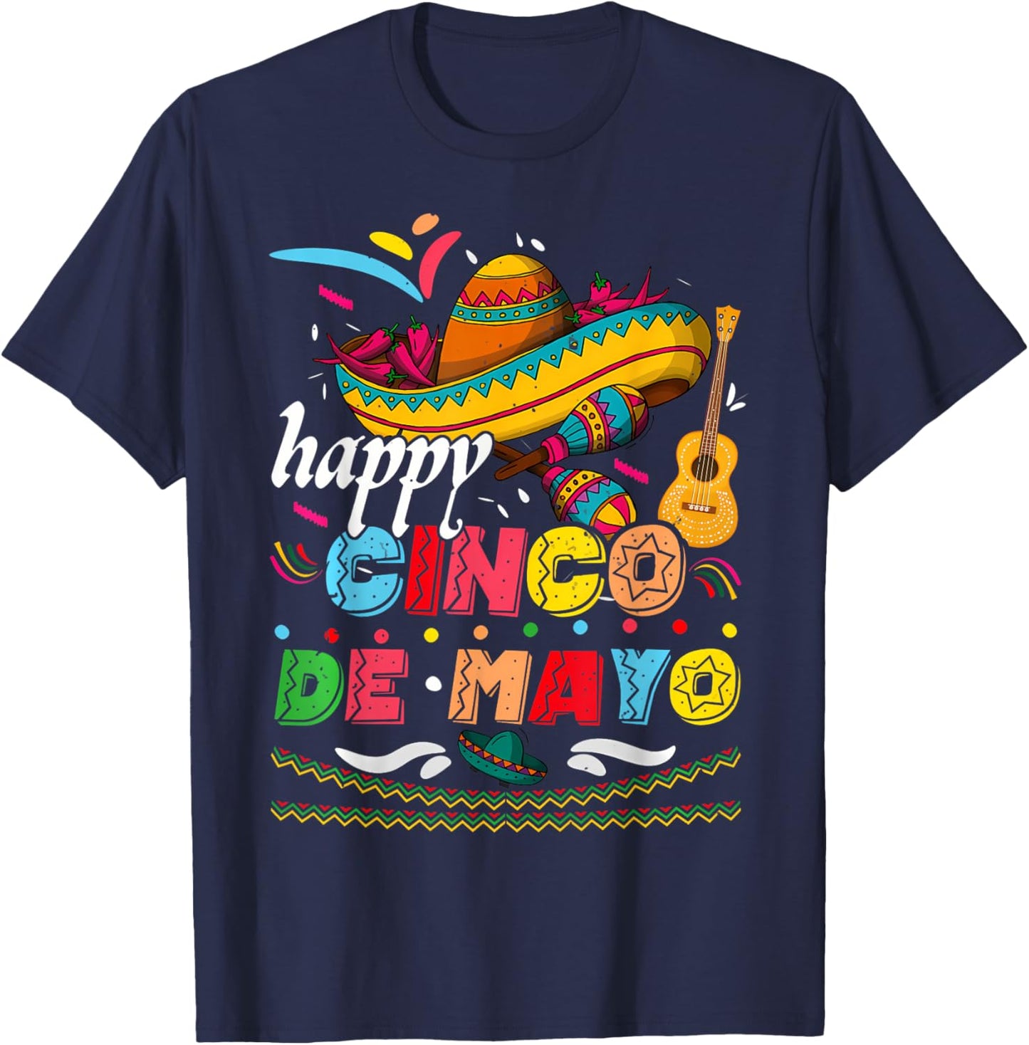Happy 5 De Mayo Cinco De Mayo Viva Mexico 5 De Mayo T-Shirt - T-Shirt | Navy