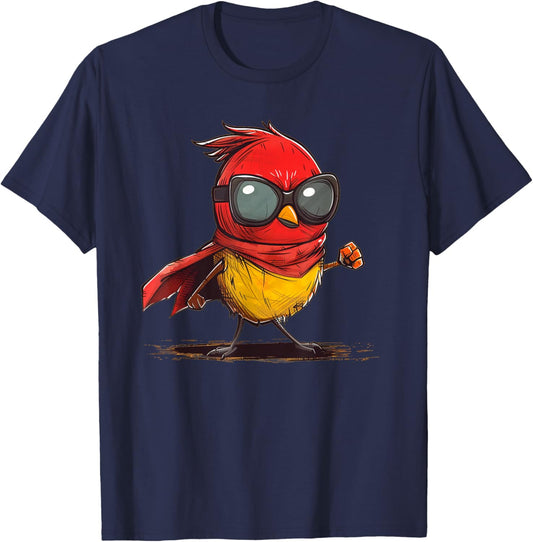 Funny Hero Bird with Cape and Sunglasses Costume T-Shirt - T-Shirt | Navy