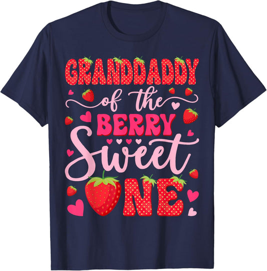 Granddaddy Of The Berry Sweet One Strawberry 1St Birthday T-Shirt - T-Shirt | Navy