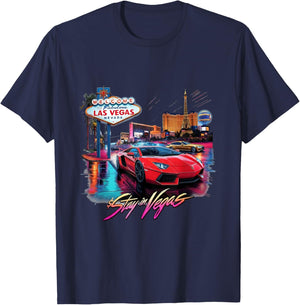 Souvenir Vacation Road Trip 2026 Retro Las Vegas T-Shirt - T-Shirt | Navy