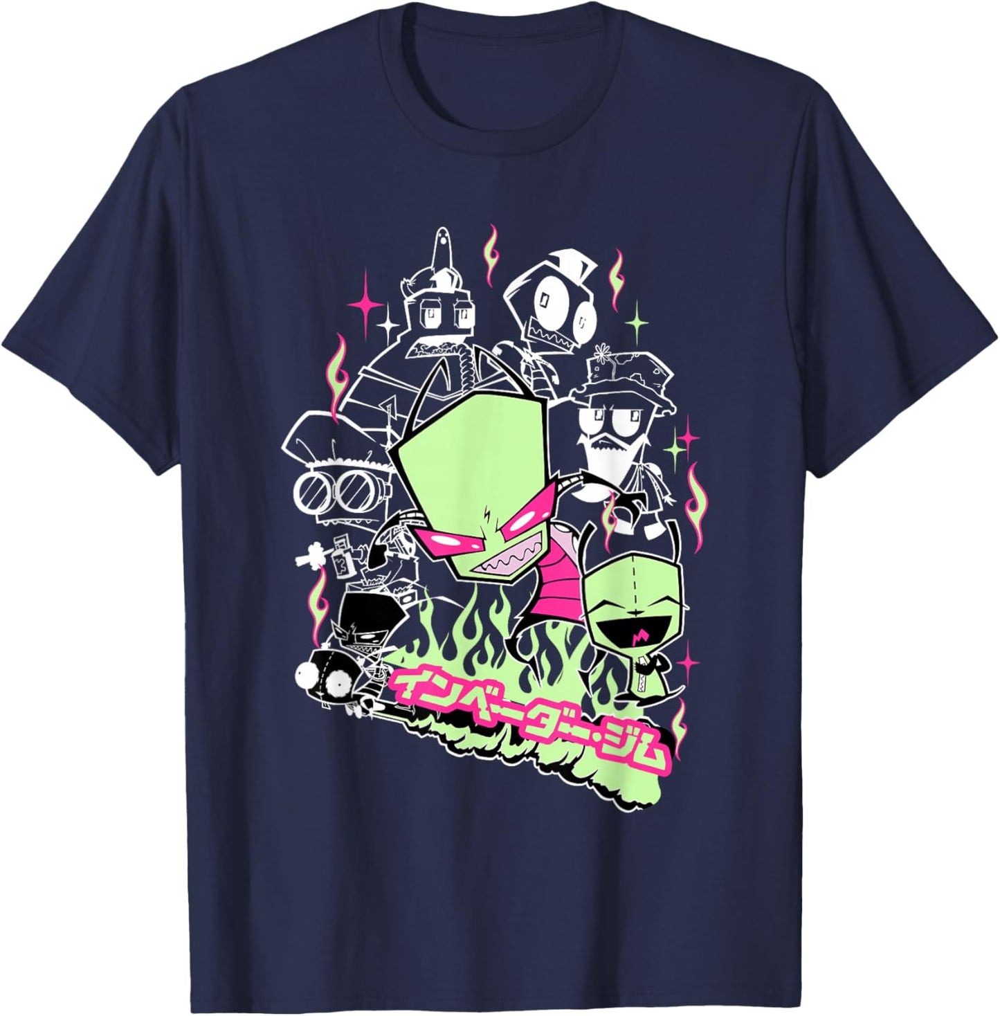 Invader Zim Japanese Aesthetic Collage T-Shirt - T-Shirt | Navy
