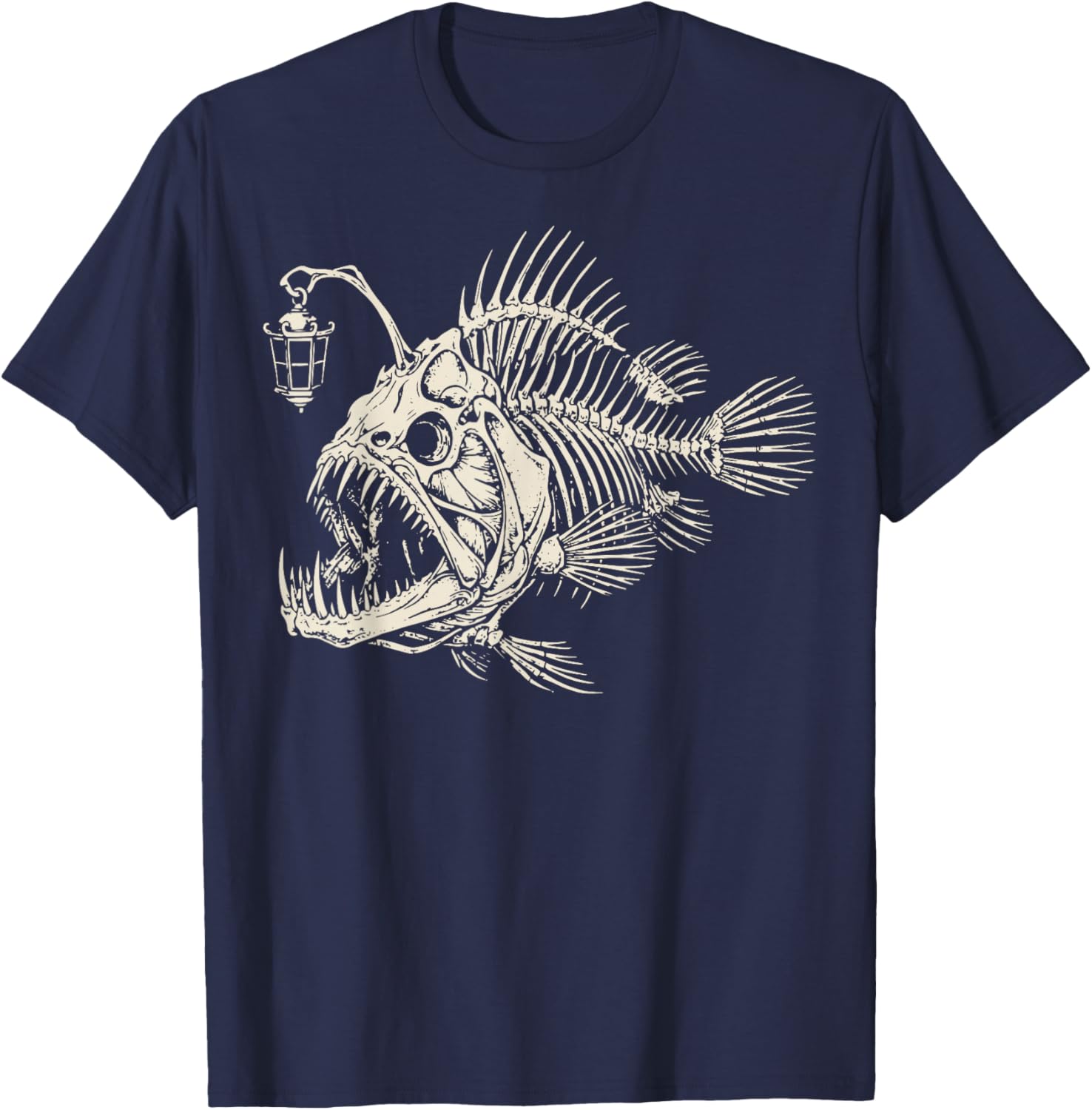 Poisson-pêcheur Squelette Effrayant Océan T-Shirt - T-Shirt | Navy
