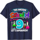 This Awesome Scientist is Turning 9 Science Birthday T-Shirt - T-Shirt | Navy