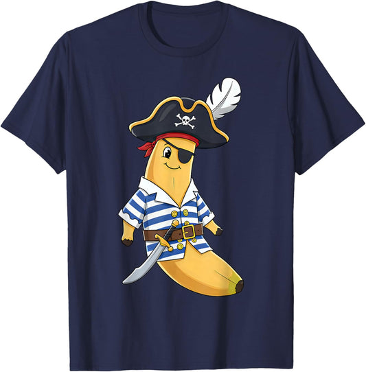 Funny Banana Pirate Captain for Halloween Party Costume Cool T-Shirt - T-Shirt | Navy