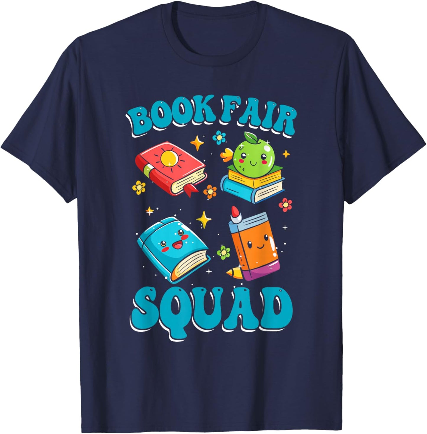 Book Fair Kids Bookworm Library Librarian T-Shirt - T-Shirt | Navy