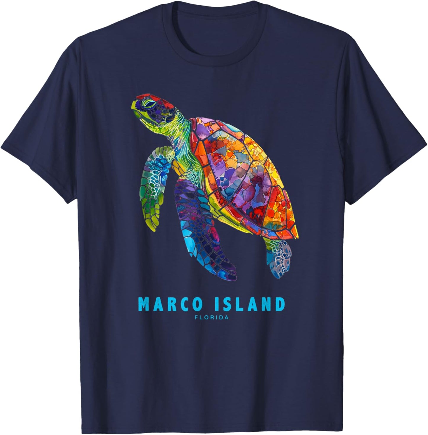 Marco Island Florida Sea Turtle Beach Vacation Retro Vintage T-Shirt - T-Shirt | Navy