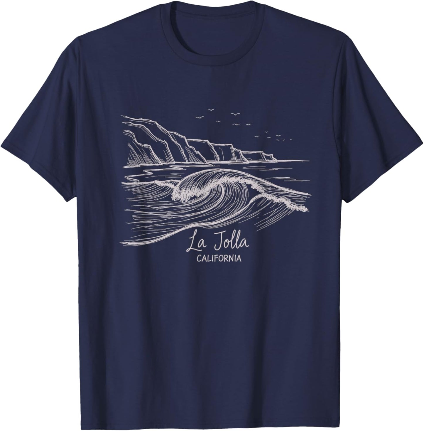 Vintage La Jolla California Drawing Art Design T-Shirt - T-Shirt | Navy