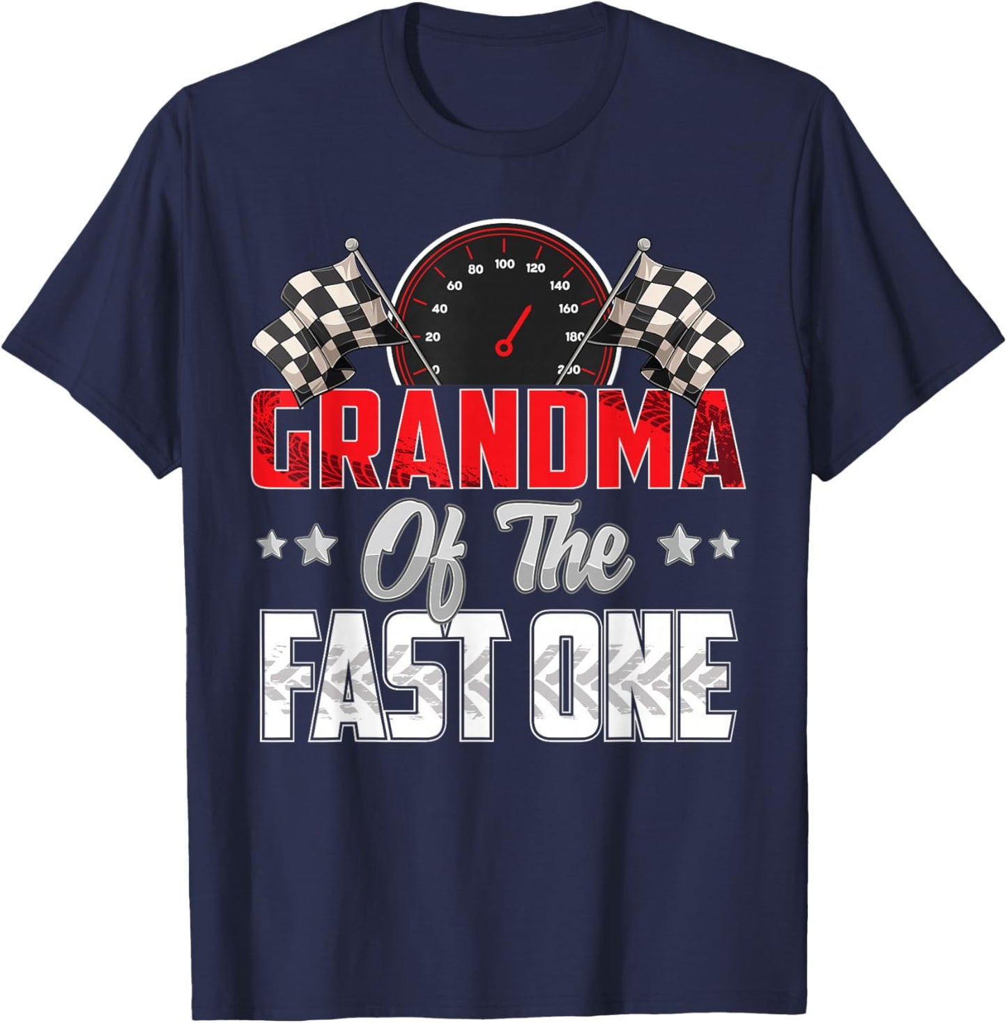 1 year old racing car fast one birthday 1st Family Grandma T-Shirt - T-Shirt | Navy
