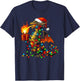 Dragon Wearing Santa Hat, Holding A Present Box Xmas T-Shirt - T-Shirt | Navy