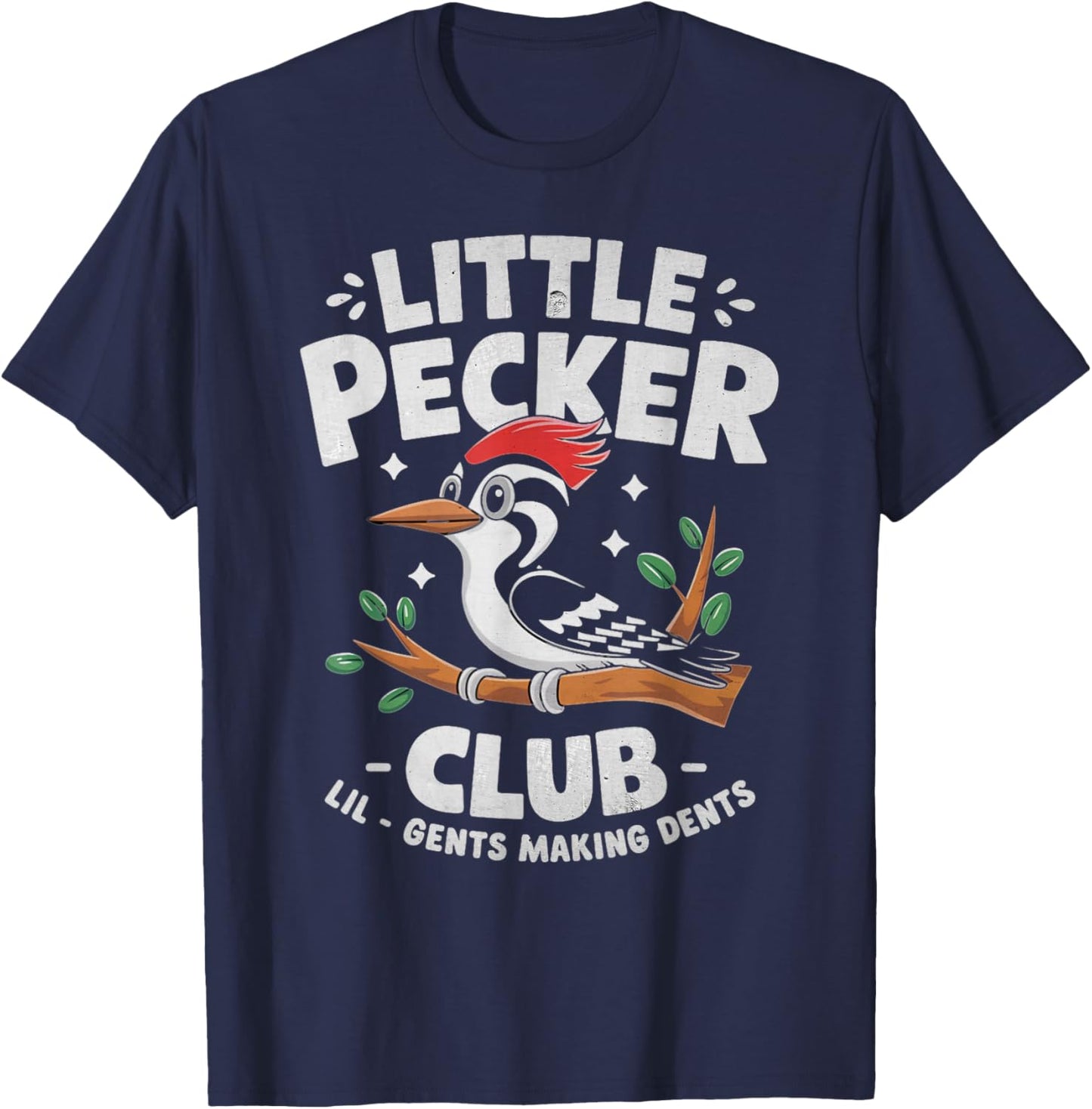 Little Pecker Club Lil Gents Making Dents Crew Bird Lover T-Shirt - T-Shirt | Navy