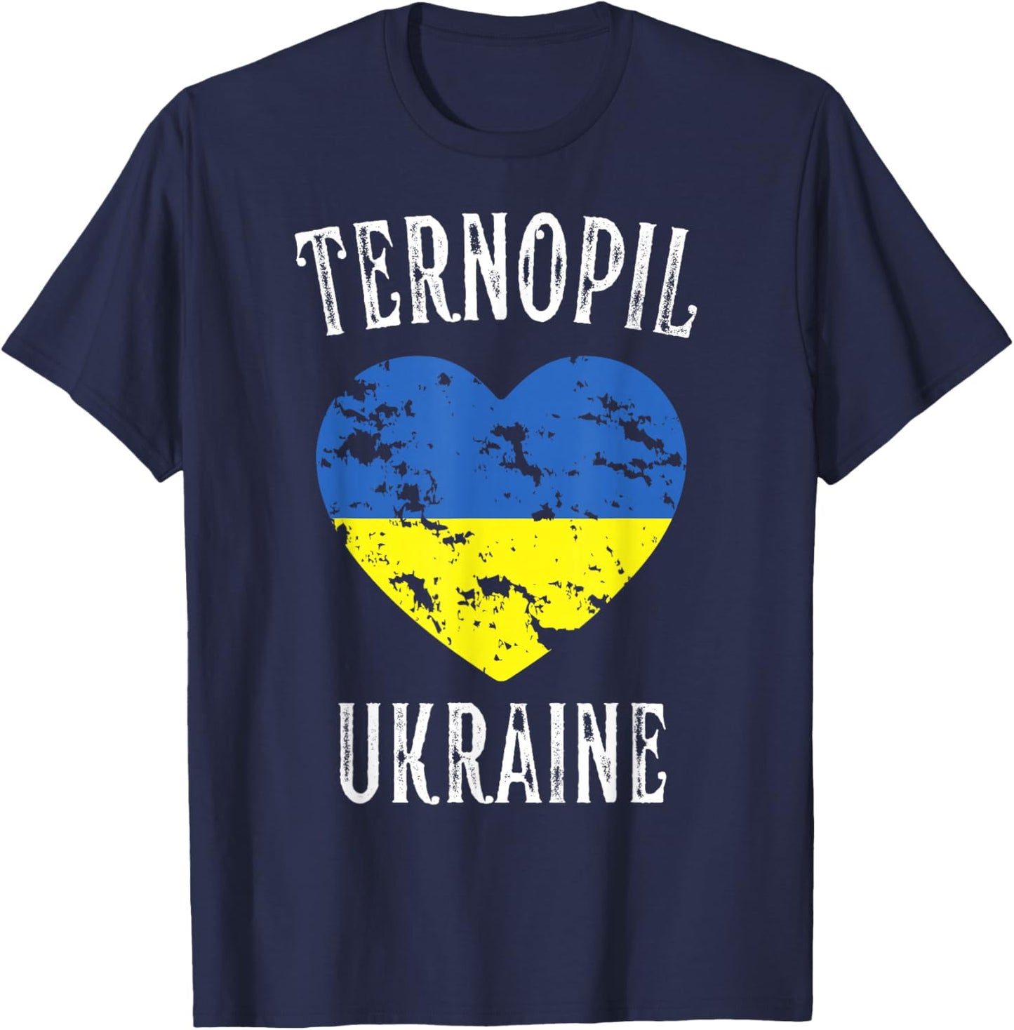 Ukraine Flag Heart Ternopil City T-Shirt - T-Shirt | Navy