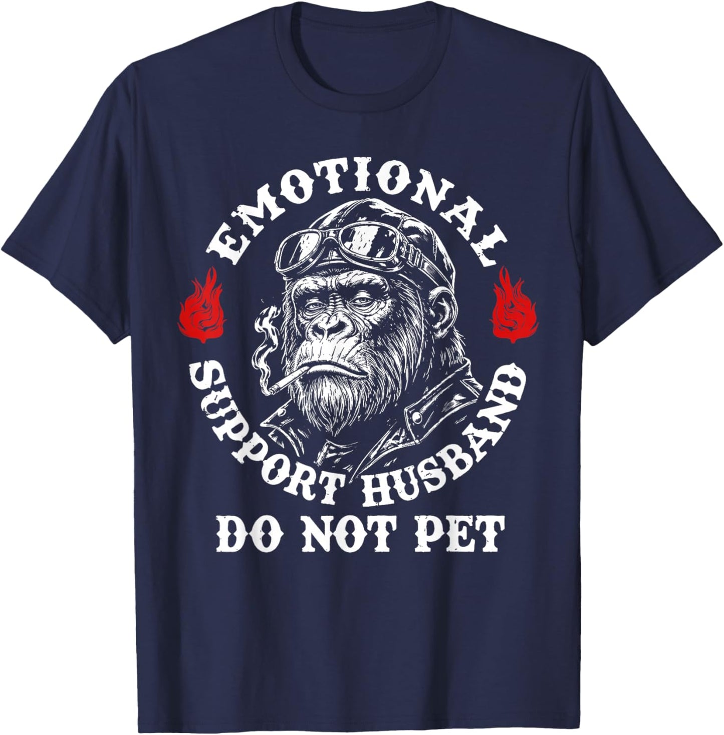 Emotional Support Husband Do Not Pet Funny Monkey Men T-Shirt - T-Shirt | Navy