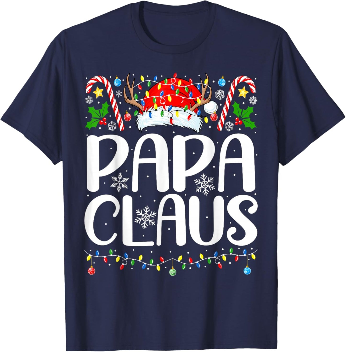 Papa Claus Christmas Dad Xmas Matching Family Christmas T-Shirt - T-Shirt | Navy